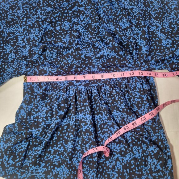 Walter Baker Blue Black Long Sleeve Printed Blouse No Size Tag See Measurements - Picture 4 of 7